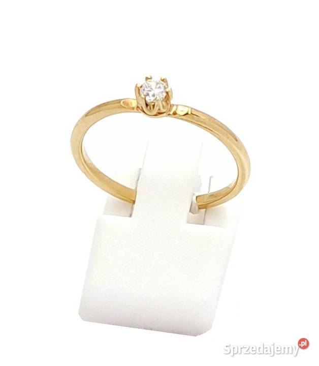 Pierścionek r16 Złoty pr333 z jednym kamieniem Poznań