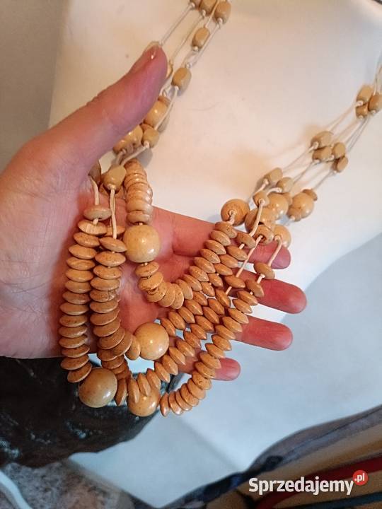 Nowe drewniane okazałe korale naszyjnik Białystok