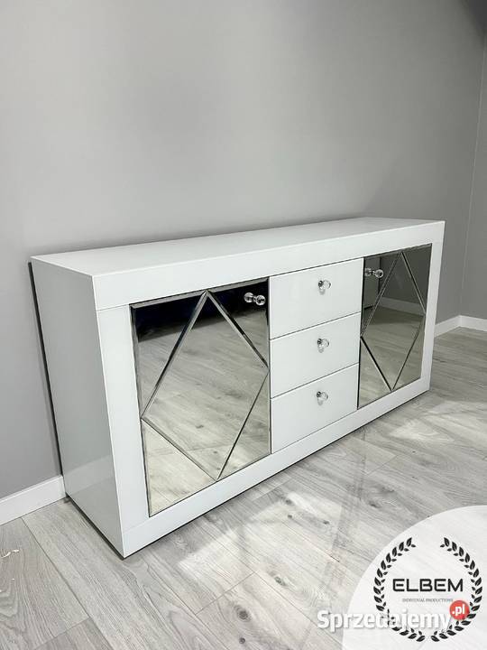Szklana biała komoda Glamour mazowieckie