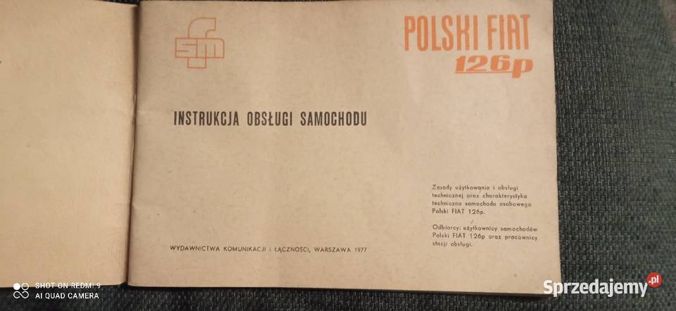 Instrukcja obsługi fiat 126p 1977r Pozostałe Żywiec