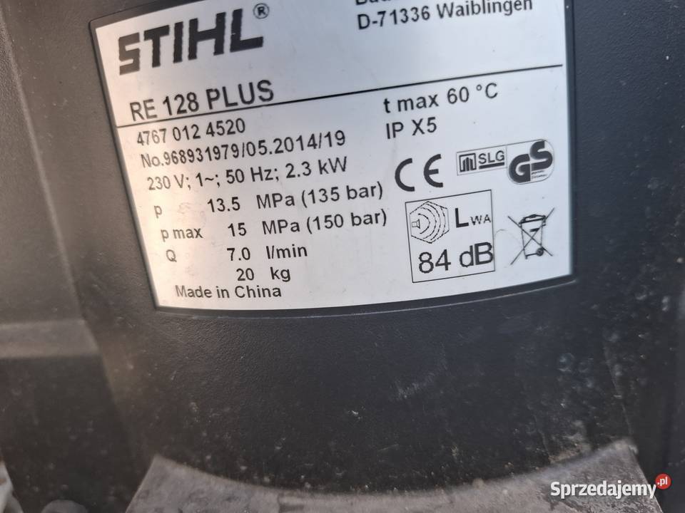 Myjka ciśnieniowa stihl re 128 plus małopolskie Szczucin sprzedam