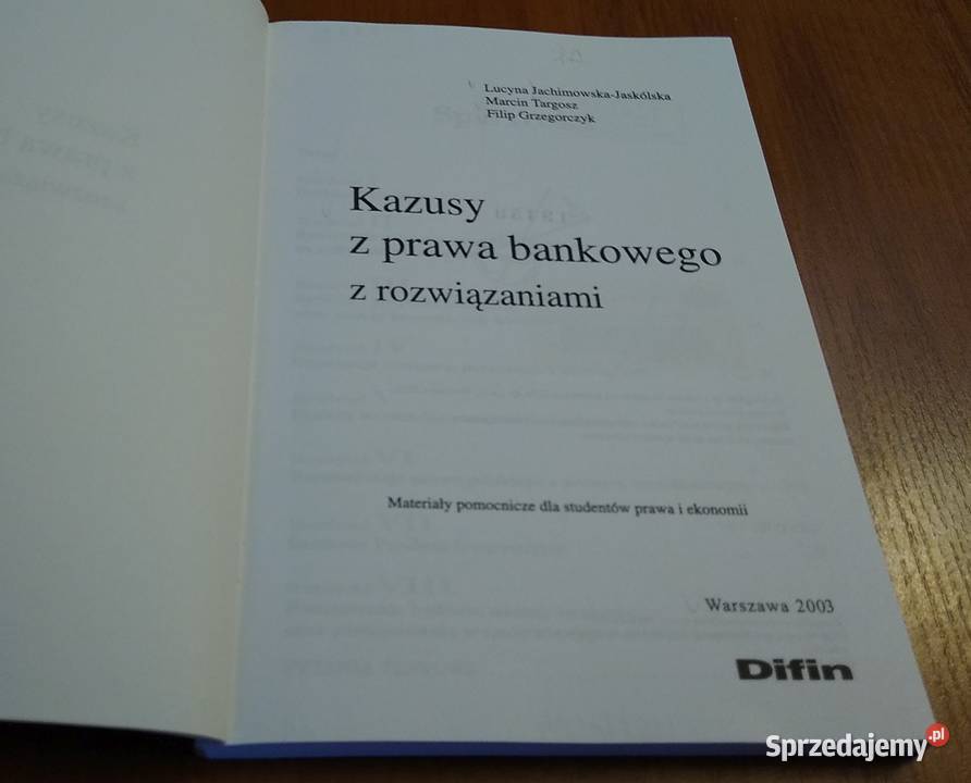 Kazusy z prawa bankowego z rozwiązaniami Rok wydania 2003 Gdańsk sprzedam