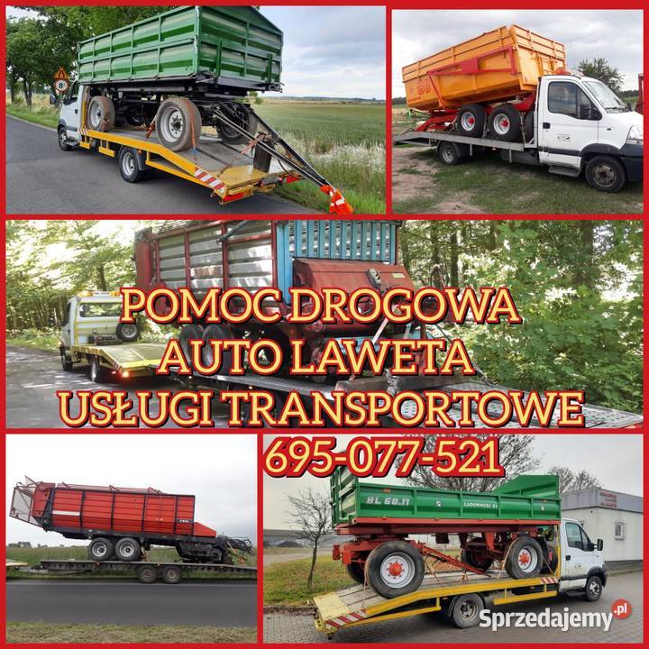 Transport przyczep rolniczych maszyn Złoczew