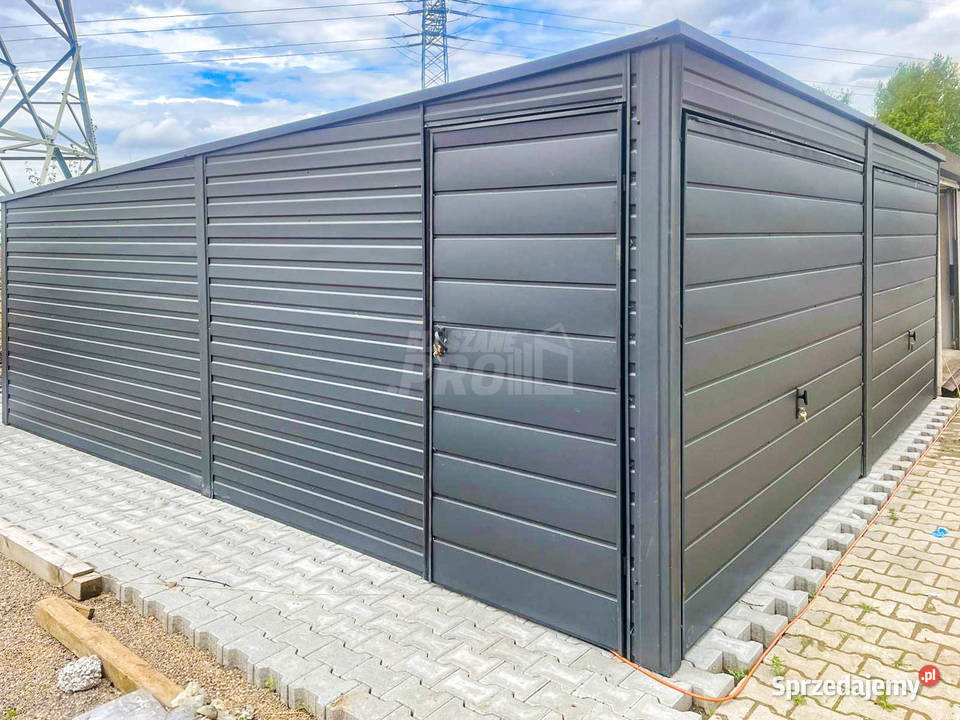 Garaż Blaszany 6x6m 2x Brama Uchylna Drzwi dach Gdańsk
