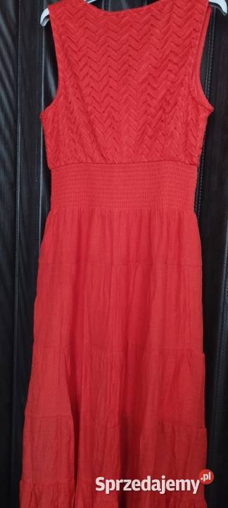 Sukienka czerwona efektowna długa letnia z USA bez rękawa Wrocław