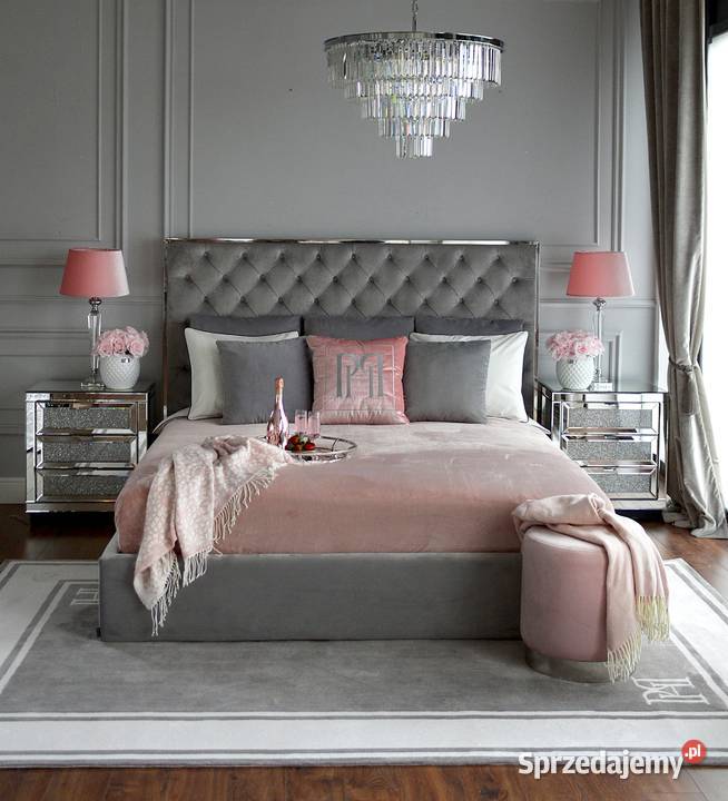 Łóżko tapicerowane glamour stalowe nowoczesne