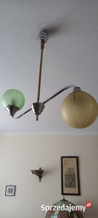 Dwuramienny żyrandol z kloszami w stylu Art Deco Skierniewice sprzedam