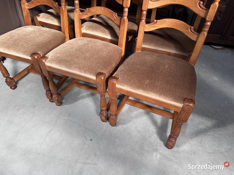 Masywne ciężkie dębowe krzesła Krzesła Sławoszewek sprzedam