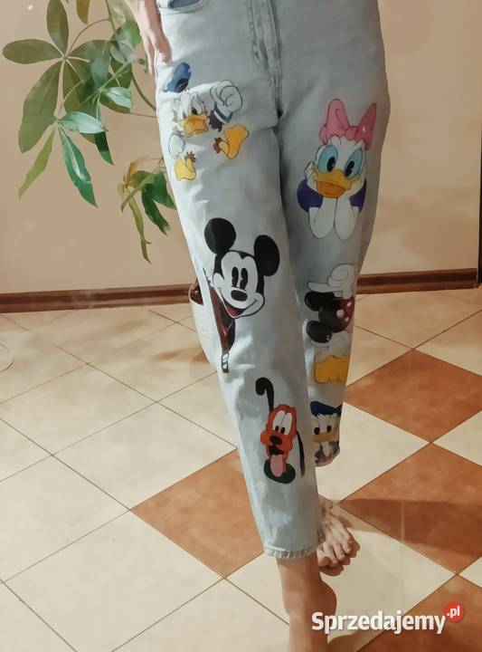 Damskie spodnie dżinsy ręcznie malowane Sokółka