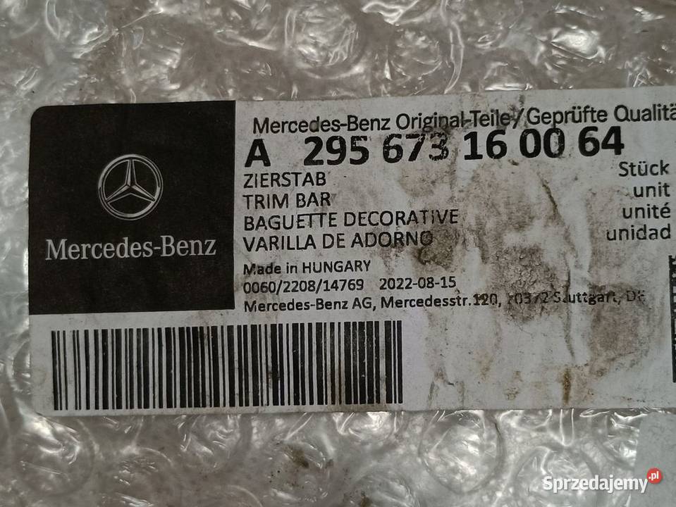 MERCEDES V295 W295 LISTWA SZYBY PRAWY TYŁ