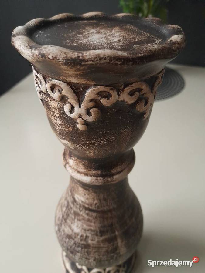 Ceramiczny kolumnowy świecznik vintage Koło