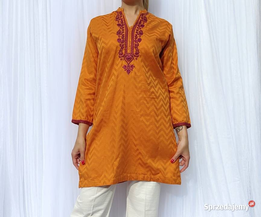 Pomarańczowa tunika Bollywood XL 42 kameez haft Szczecin