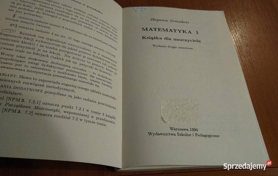 Matematyka 1 książka nauczyciela Zbigniew matematyka Gdańsk sprzedam