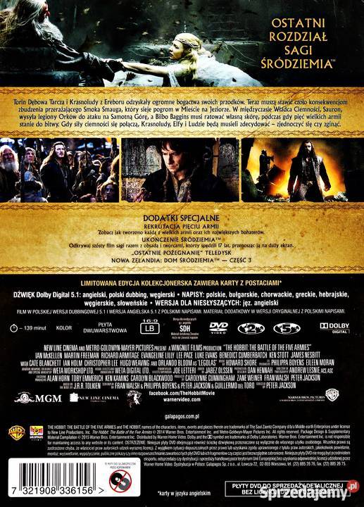 HOBBIT BITWA PIĘCIU ARMII Z KARTAMI 2 DVD Kalisz sprzedam