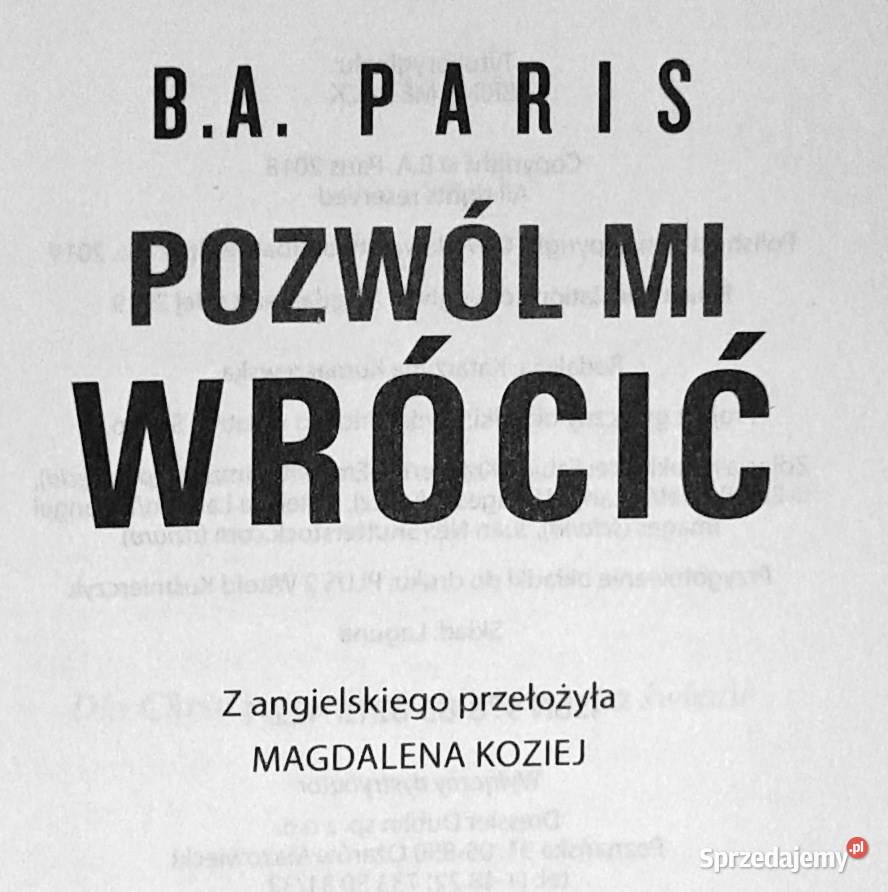 Pozwól mi wrócić BA Paris miękka Chełm