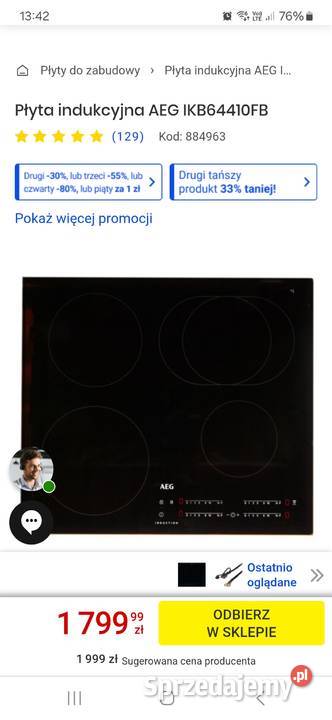 Płyta indukcyjna indukcja AEG IKB64410FB do zabudowy