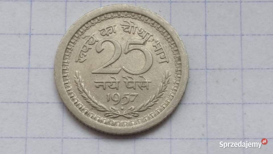 25 PAISE 1957 Indie rzadka nakład 5mln błąd Suszec