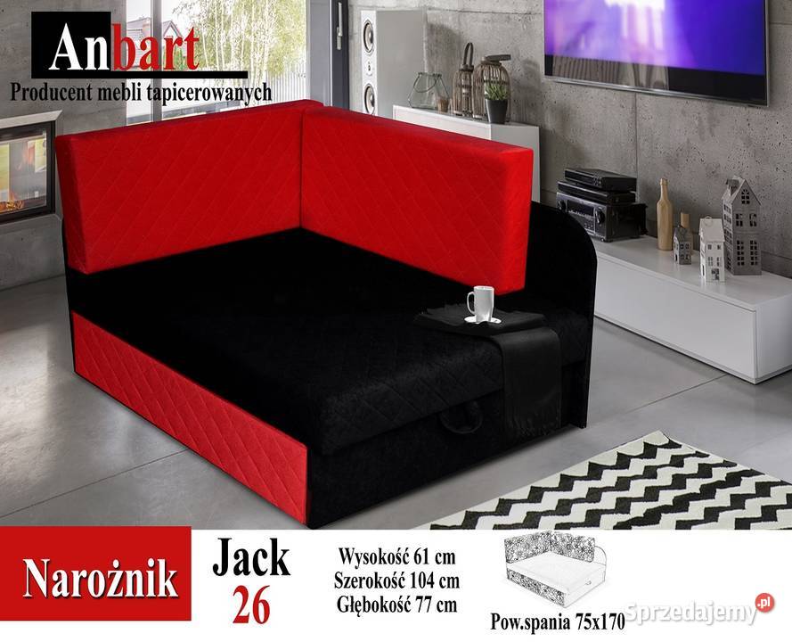 Łóżko narożne dziecka sofa rozkładana 170 75 Kępno