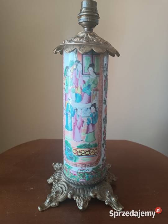 Lampa noga porcelana brąz Chiny Budzyń