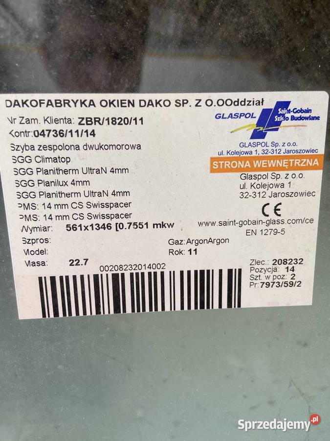 Okno dwuskrzydlowe 1480x1550 mm