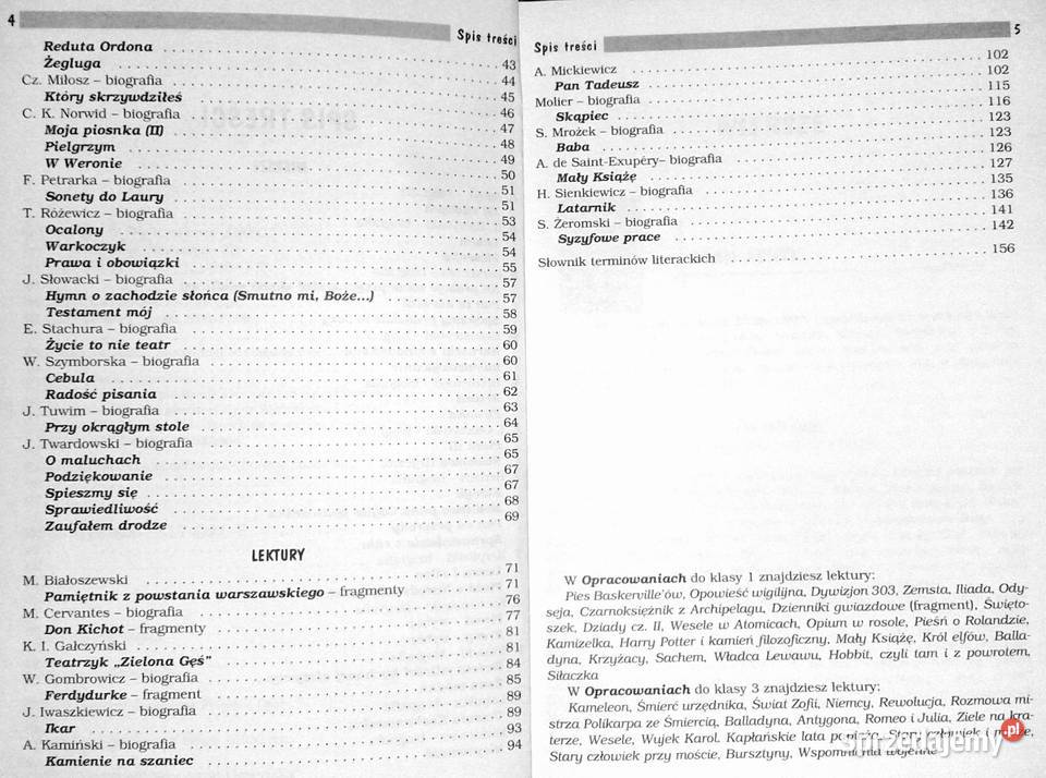 Opracowania lektury i wiersze kl 2 Gimnazjum Chełm