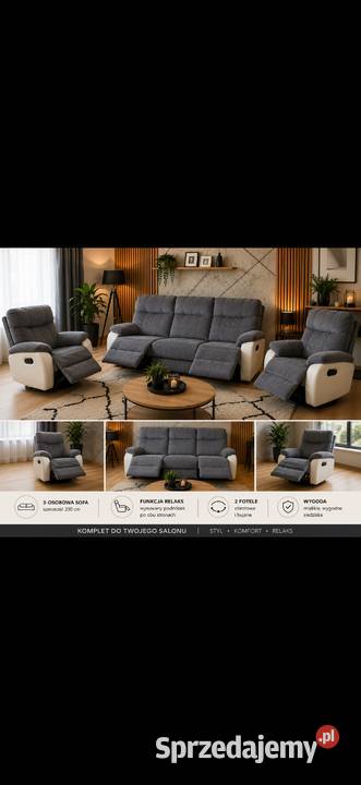 Komplet wypoczynkowy z funkcją relax Batowice