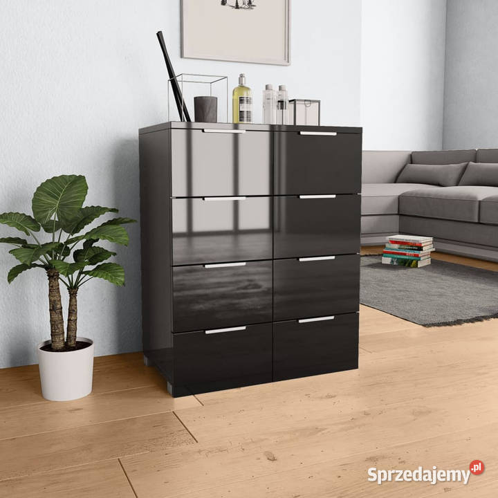 Komoda czarna z połyskiem 60x35x80 materiał Warszawa