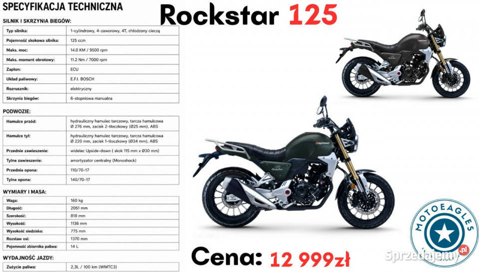 Daytona Rockstar Daytona Rockstar 125 Transport Motocykle, skutery, quady Bicz