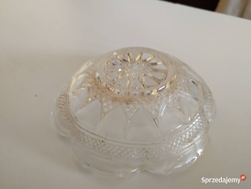 PRL salaterka art deco szkło mala przezroczysty Kutno