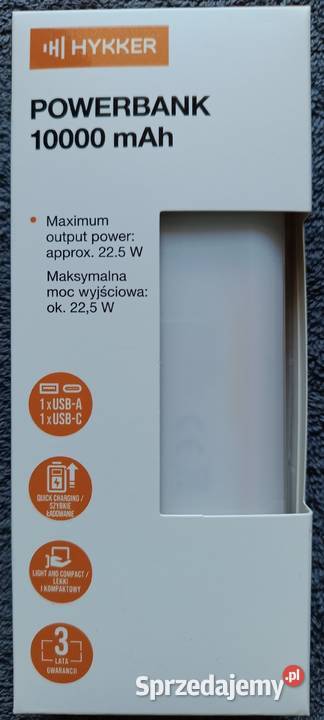 HYKKER powerbank 10000 mAh 225 W NOWY Ełk sprzedam