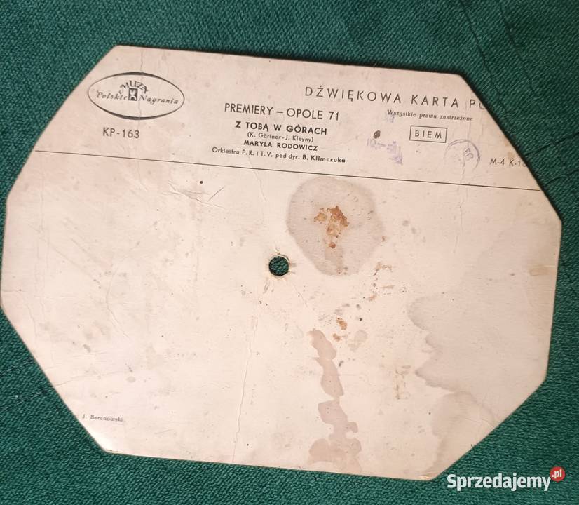 Pocztówka Dźwiękowa premiery Opole 1971 Maryla płyta winylowa Kultura i Rozrywka małopolskie Zbylitowska Góra