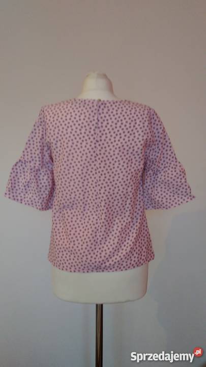 Bluzka różowa w drobne kwiatki z falbanką na Warszawa sprzedam