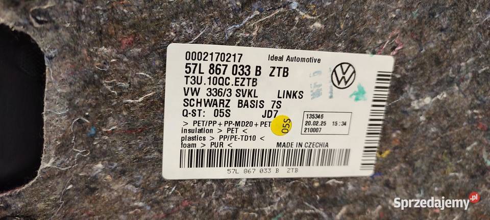 VW TAYRON BOCZEK BAGAŻNIKA LEWY 57L867033B osobowe