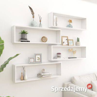 vidaXL Półki ścienne kostki 4 białe 100x15x30