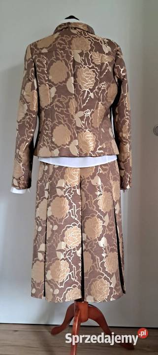 Złotobrązowy kostium garsonka komplet vintage Rozmiar 38(M) Kraków