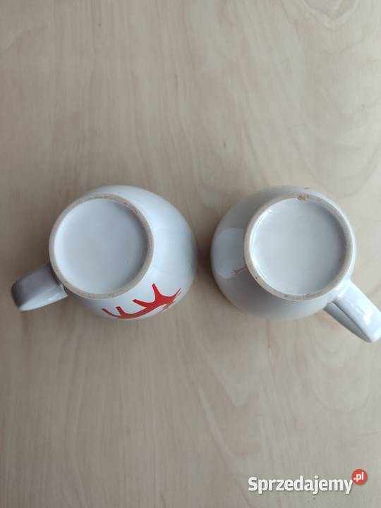 Dwa ceramiczne kubki Renifer biały Kubki Katowice