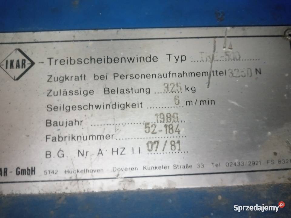 Wciągarka suwnica IKAR 325 380V Suwałki