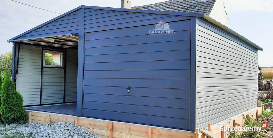 GARAŻ BLASZANY 6m x 6m DWUSPAD 2X BRAMA OKNO