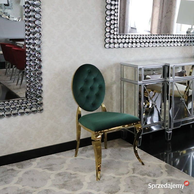 Krzesła glamour Ludwik Pikowane Złote Jadalnia Stoły, krzesła, biurka