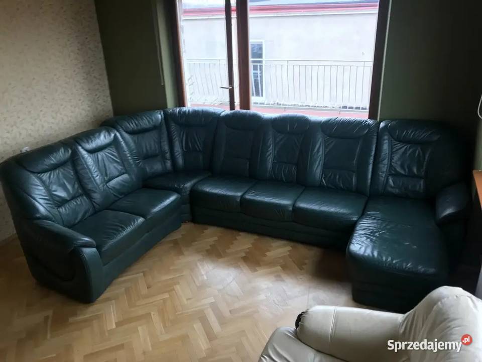 Piękny narożnik skórzany na dębowej ramie dolnośląskie Wrocław