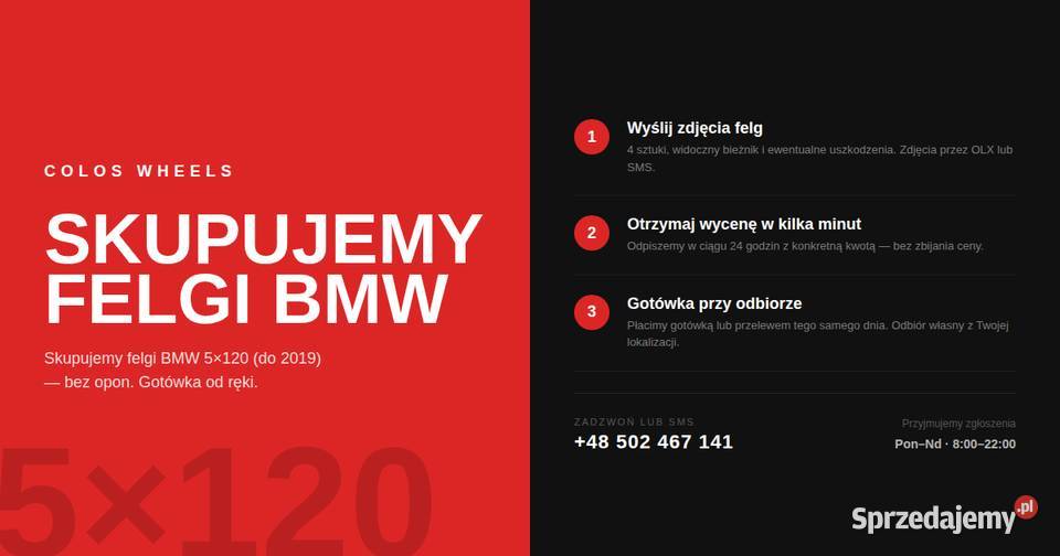 Skup felg aluminiowych 5x120 BMW gotówka ręki śląskie Żory