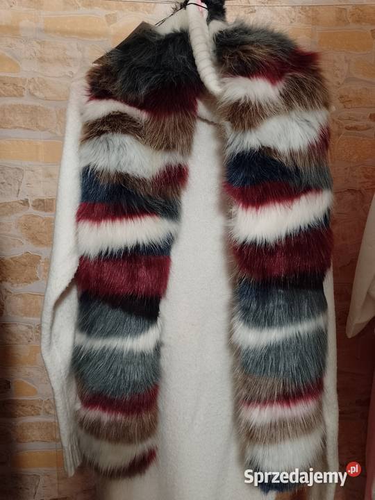ZARA Ekskluzywny długi Futrzany kołnierz szal