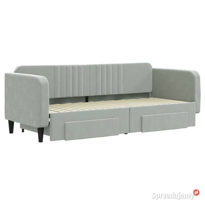 Sofa rozsuwana z szufladami jasnoszara aksamit mazowieckie Warszawa