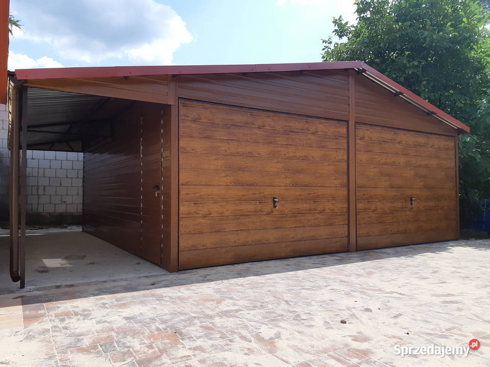 Garaż Blaszany w IMITACJI DREWNA DREWNOPODOBNY 48m2 Łuków