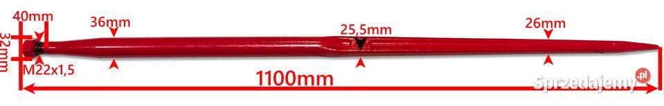 4x Ząb Ładowacza Prosty 1100 mm CHWYTAKA Rolnictwo