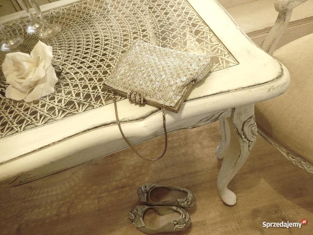 Ławastolik shabby chicstara Francja biel ludwik Lubin