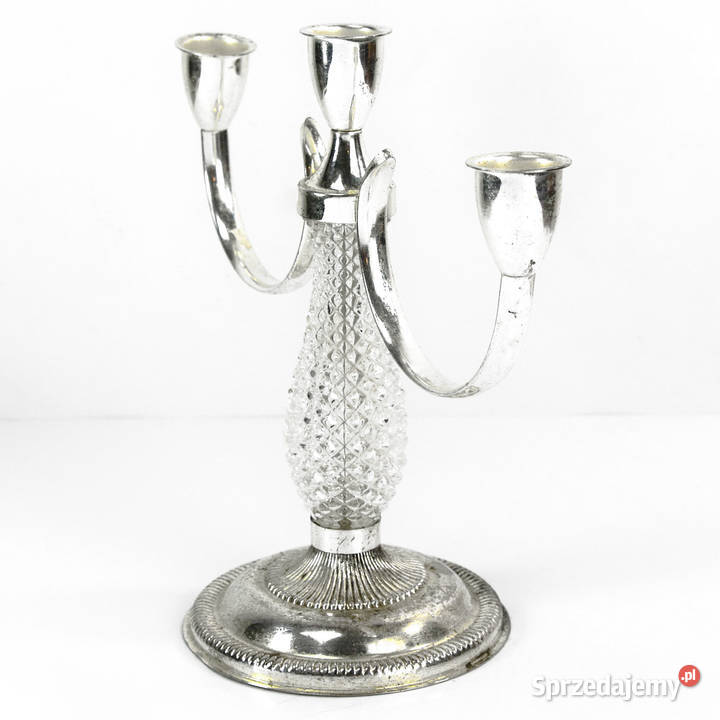 Trójpunktowy świecznik platerowany La Pierre mazowieckie Warszawa