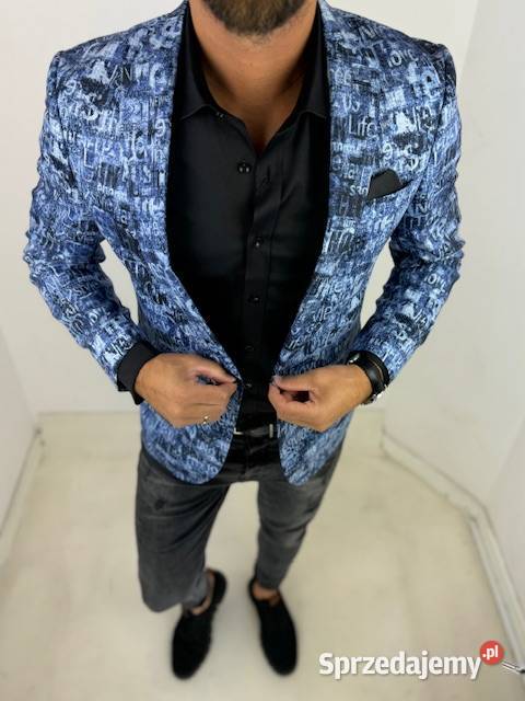 GIOVANNI PERA Marynarka męska D628 niebieska w Odzież codzienna Ostrów Wielkopolski