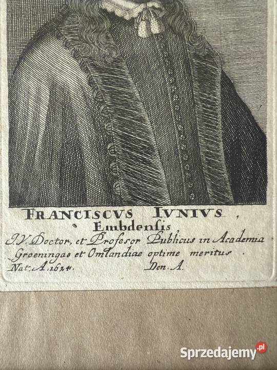 Antyczny Miedzioryt Portret Franciscus Junius Czerwionka-Leszczyny