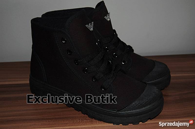 Czarne trampki Giorgio Armani logo 38